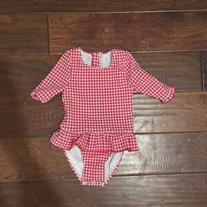 Snapper Rock Red Checkered Baby Swimsuit